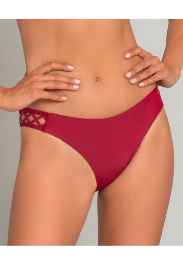 MISSION SWIM - Dół od bikini Ines. Kolor: czerwony. Materiał: materiał. Wzór: aplikacja