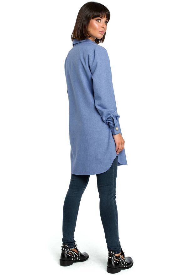 BE - Koszulowa tunika oversize z lnem. Materiał: len. Sezon: lato. Typ sukienki: oversize, koszulowe