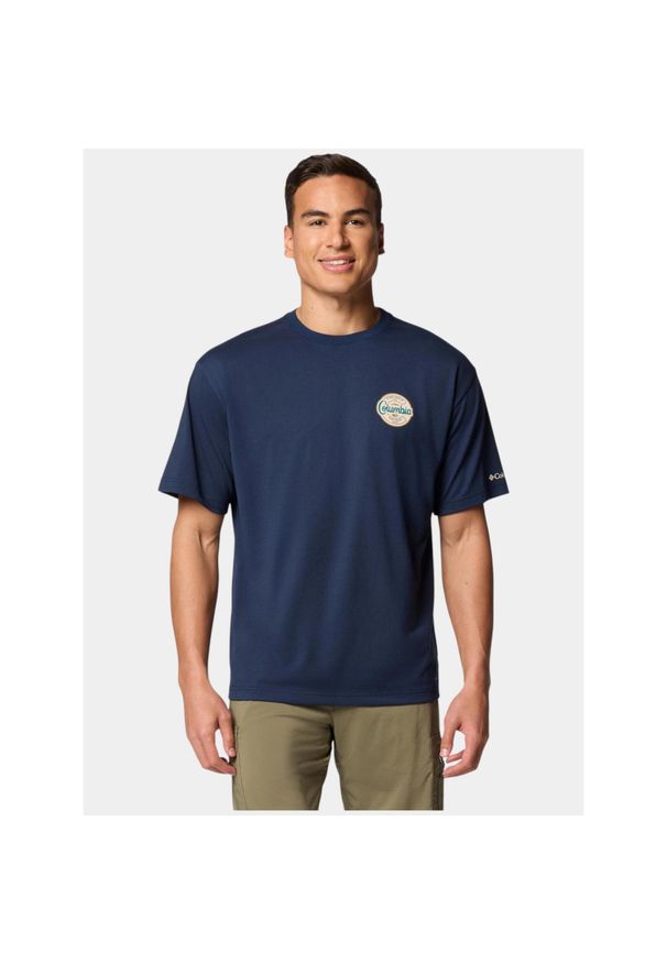 columbia - Koszulka sportowa męska Columbia Cedar Trail Graphic. Kolor: niebieski. Długość rękawa: krótki rękaw. Długość: krótkie. Sport: turystyka piesza