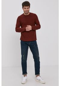 Only & Sons Sweter męski kolor bordowy. Okazja: na co dzień. Kolor: czerwony. Materiał: bawełna. Długość rękawa: długi rękaw. Długość: długie. Styl: casual #3