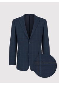 Pako Lorente - PAKO LORENTE – Granatowa marynarka garniturowa w kraciasty deseń. Okazja: na wesele, na ślub cywilny, na komunię. Kolor: niebieski. Materiał: poliester, wełna, lycra #4