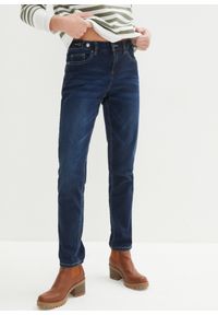 bonprix - Dżinsy Boyfriend Mid Waist, ze stretchem. Kolor: niebieski