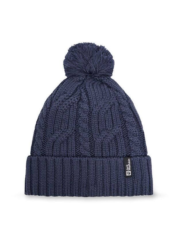 Jack Wolfskin Czapka Pompom 1905092 Granatowy. Kolor: niebieski. Materiał: wełna, materiał