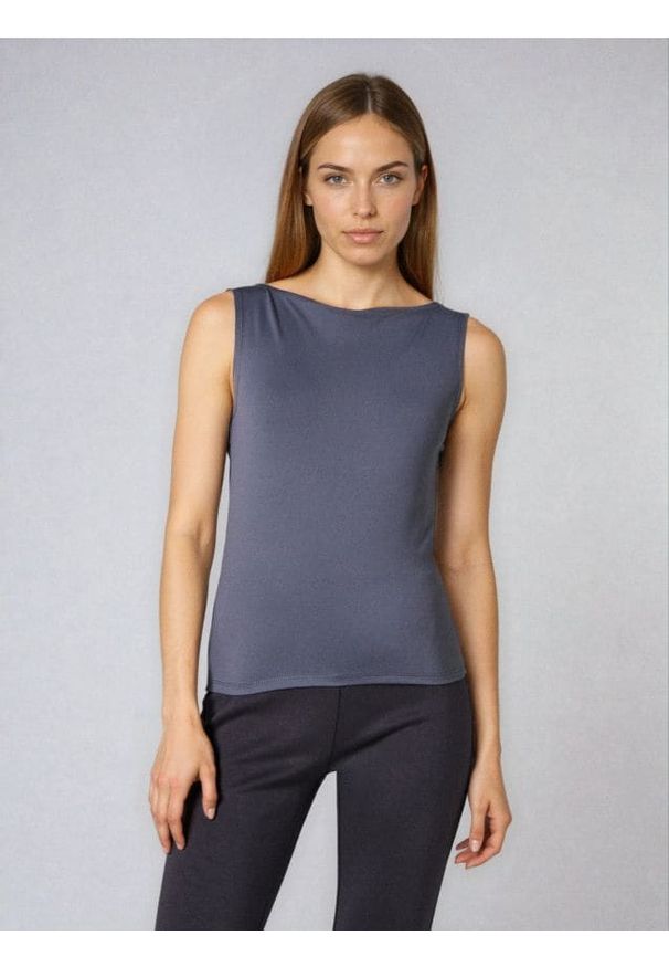 Sinsay - Gładki top bez rękawów - niebieski. Kolor: niebieski. Długość rękawa: bez rękawów. Wzór: gładki