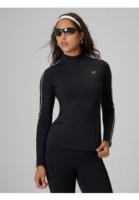 4f - 4F Longsleeve slim gładki damski - czarny XL. Okazja: na co dzień. Typ kołnierza: kołnierzyk stójkowy. Kolor: czarny. Materiał: dresówka, materiał, dzianina. Długość rękawa: długi rękaw. Długość: długie. Wzór: gładki. Styl: casual, sportowy #1