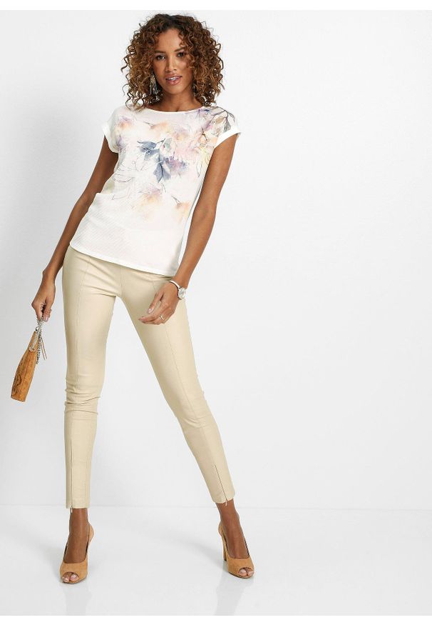 bonprix - Bluzka. Kolor: biały. Wzór: nadruk, kwiaty