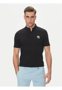 Karl Lagerfeld - KARL LAGERFELD Polo 745023 552224 Czarny Regular Fit. Typ kołnierza: polo. Kolor: czarny. Materiał: bawełna
