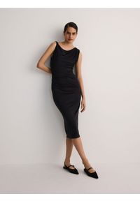 Reserved - Sukienka z drapowaniem - szary. Kolor: szary. Materiał: włókno, jersey, wiskoza #1