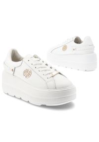 Sneakersy damskie S.Barski, ze skóry naturalnej licowej gruba podeszwa platforma sznurowane styl casual, białe, LR61-7095. Okazja: na co dzień. Zapięcie: sznurówki. Kolor: biały. Materiał: skóra. Szerokość cholewki: normalna. Obcas: na platformie. Sport: turystyka piesza #7