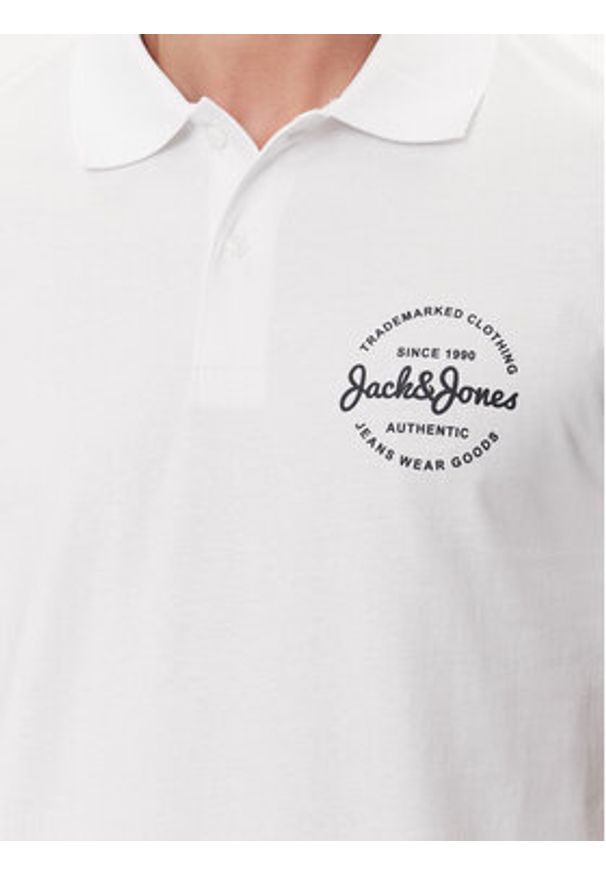 Jack & Jones Polo Forest 12248621 Biały Standard Fit. Typ kołnierza: polo. Kolor: biały. Materiał: syntetyk, bawełna