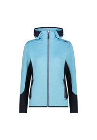 Kurtka polarowa damska z kapturem CMP. Typ kołnierza: kaptur. Kolor: niebieski. Materiał: polar. Styl: sportowy. Sport: turystyka piesza #1