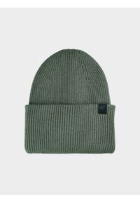 4f - Czapka beanie uniseks - zielona. Kolor: brązowy, wielokolorowy, oliwkowy. Materiał: materiał, syntetyk. Sezon: zima. Styl: sportowy, klasyczny