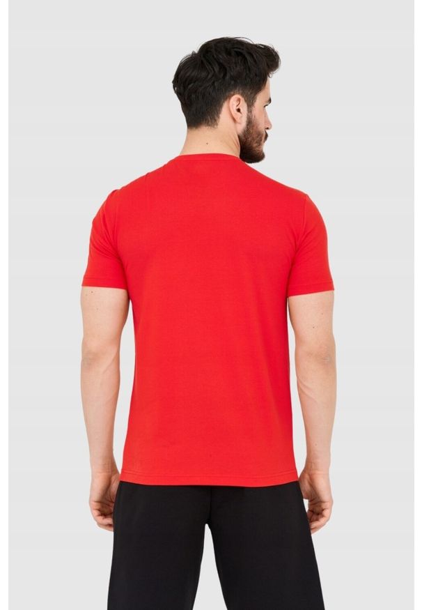EA7 Emporio Armani - EA7 Czerwony męski t-shirt z dużym białym logo. Kolor: czerwony