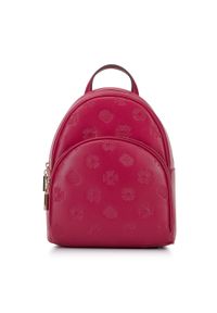Wittchen - Damski plecak skórzany z monogramem mały różowy. Kolor: różowy. Materiał: skóra. Wzór: haft. Styl: casual, elegancki #1