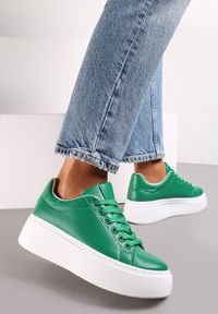 Renee - Zielone Sneakersy na Grubej Podeszwie Cernanda. Okazja: na co dzień. Kolor: zielony. Obcas: na platformie #1