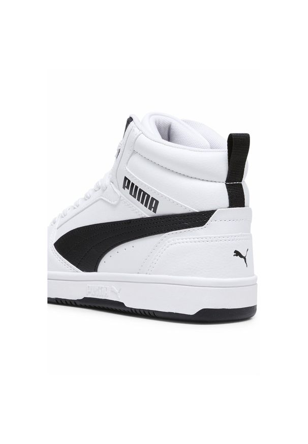 Puma - Młodzieżowe sneakersy Rebound V6 Mid PUMA White Black. Kolor: biały, wielokolorowy, czarny. Sport: koszykówka