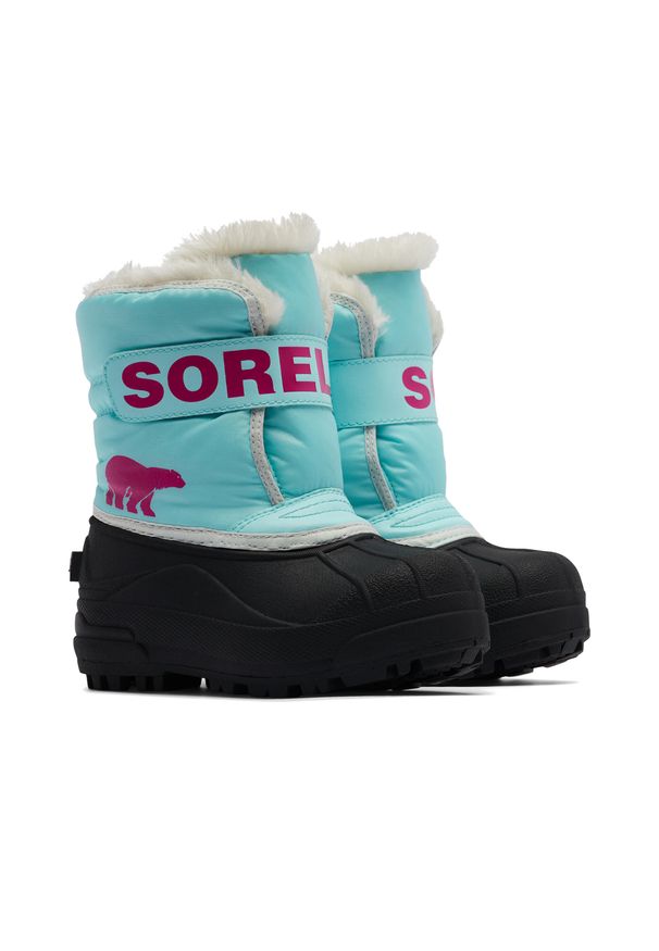 sorel - Śniegowce dziecięce Sorel Snow Commander. Kolor: niebieski. Sezon: zima. Sport: turystyka piesza