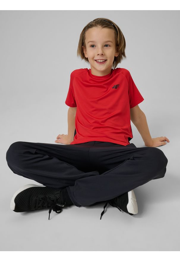 4f - 4F Spodnie sportowe szybkoschnące chłopięce - czarne 158/164 (12-14 lat). Kolor: czarny. Długość: do kostek. Sezon: lato. Sport: fitness