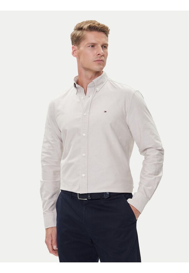 TOMMY HILFIGER - Tommy Hilfiger Koszula Solid Heritage MW0MW35774 Beżowy Regular Fit. Kolor: beżowy. Materiał: bawełna
