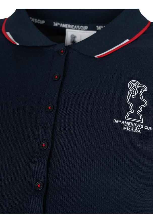 North Sails X Prada Koszulka Polo "Auroa" | 45 2502 000 | Auroa Polo S/S | Kobieta | Granatowy. Okazja: na co dzień. Typ kołnierza: polo. Kolor: niebieski. Materiał: poliester. Wzór: nadruk, aplikacja. Styl: casual, klasyczny