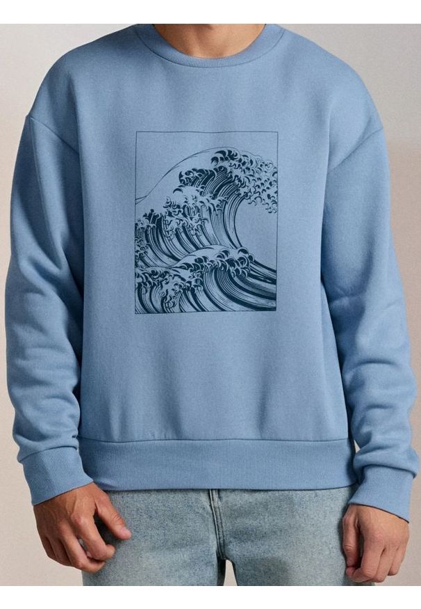 Sinsay - Bluza crewneck - niebieski. Kolor: niebieski
