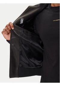 Karl Lagerfeld - KARL LAGERFELD Kurtka skórzana 555000 554400 Czarny Regular Fit. Typ kołnierza: dekolt w karo. Kolor: czarny. Materiał: skóra #3