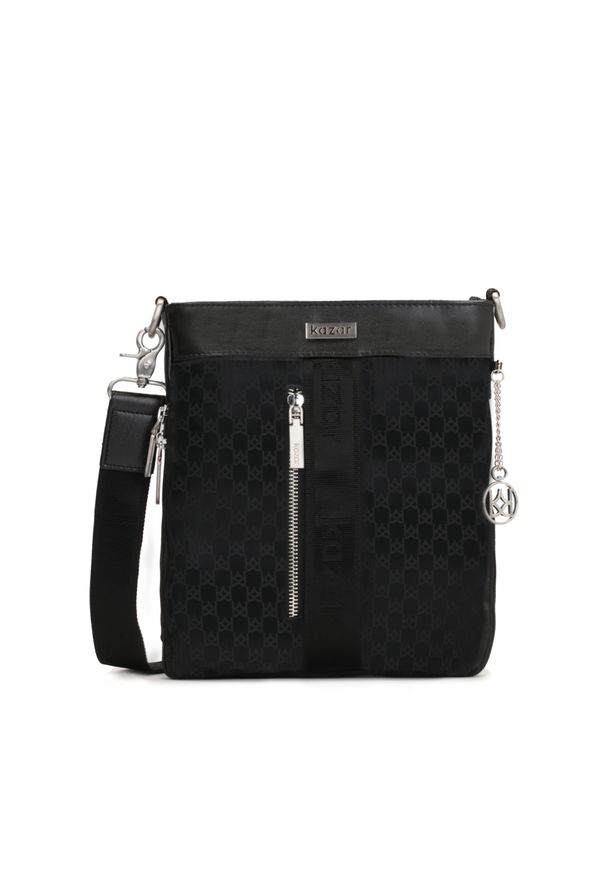Kazar - Praktyczna czarna listonoszka w elegancki wzór. Kolor: czarny. Materiał: skórzane. Styl: elegancki