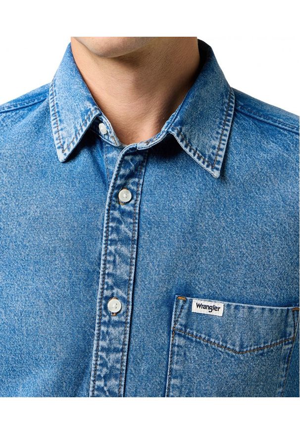 Wrangler - MESKA KOSZULA JEANSOWA WRANGLER 1 PKT SHIRT INDIGO VALLEY 112371549. Materiał: jeans