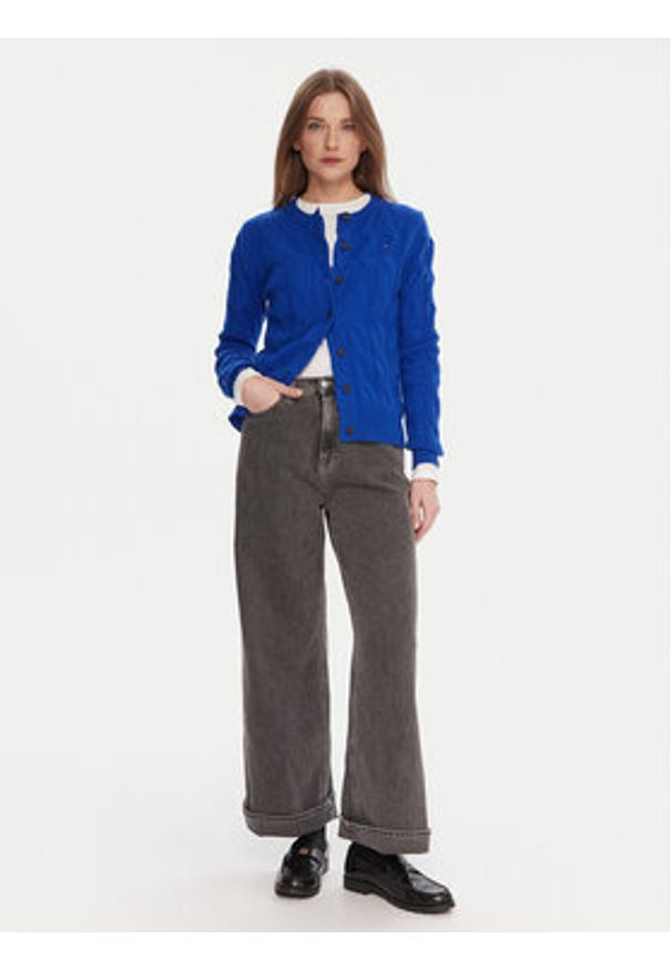 TOMMY HILFIGER - Tommy Hilfiger Kardigan WW0WW47463 Niebieski Regular Fit. Kolor: niebieski. Materiał: wełna