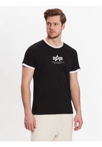 Alpha Industries T-Shirt Basic T Contrasts 106501 Czarny Regular Fit. Kolor: czarny. Materiał: bawełna #1