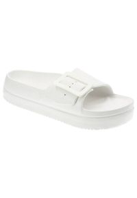 Big-Star - Białe Klapki Big Star Wygodne Obuwie Damskie Na Platformie. Okazja: na co dzień. Kolor: biały. Materiał: materiał. Sezon: lato. Obcas: na platformie. Styl: casual, elegancki #1