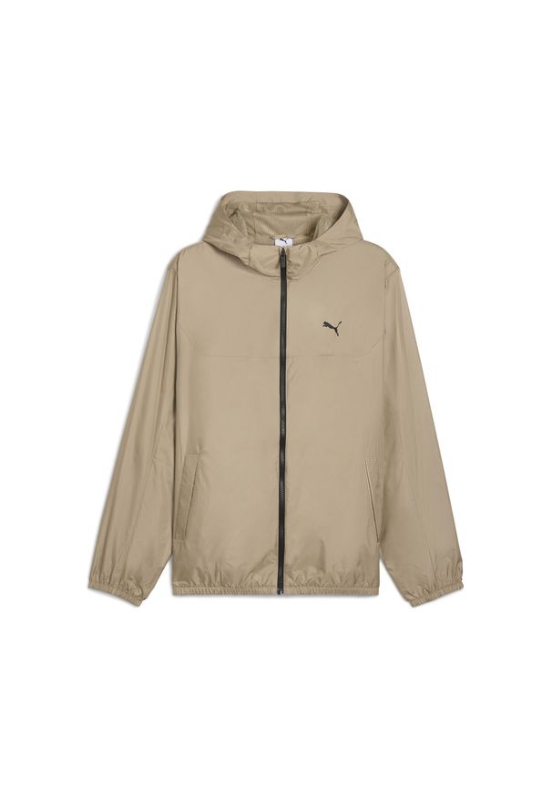 Puma - Męska Wiatrówka o standardowym kroju Essentials PUMA Ice Coffee Beige. Kolor: beżowy. Materiał: guma. Wzór: nadruk. Sport: bieganie