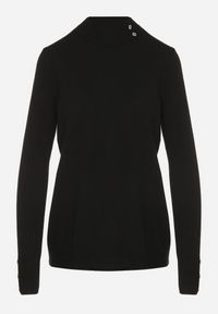 Born2be - Czarny Dopasowany Golf z Aplikacjami przy Dekolcie i Rękawach Unella. Typ kołnierza: golf. Kolor: czarny. Materiał: jeans. Wzór: aplikacja. Styl: elegancki #7