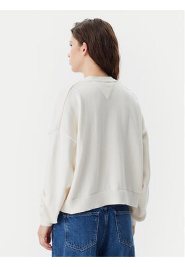 Tommy Jeans Kardigan DW0DW20257 Beżowy Relaxed Fit. Kolor: beżowy. Materiał: bawełna