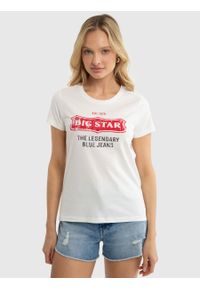 Big-Star - Koszulka damska z linii Authentic z logo BIG STAR biała Rissmelna 100. Okazja: na co dzień. Kolor: biały. Materiał: dzianina. Wzór: nadruk. Styl: casual, retro