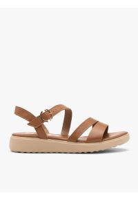 Ryłko - Jasnobrązowe sandały damskie. Okazja: na co dzień. Kolor: brązowy. Materiał: skóra. Sezon: lato. Styl: casual, street, elegancki #1