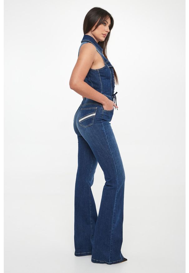 Elisabetta Franchi - Kombinezon damski jeansowy ELISABETTA FRANCHI. Materiał: jeans