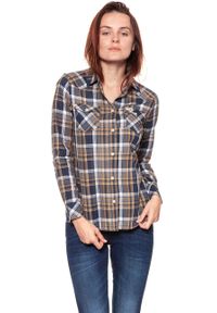 Wrangler - KOSZULA WRANGLER CHECK SHIRT DUSTY OLIVE W5240LU45 112129348. Wzór: kratka
