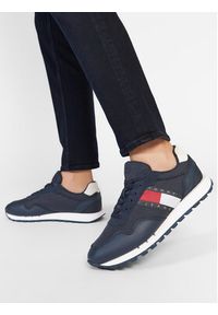 Tommy Jeans Sneakersy Retro Leather Runner EM0EM01081 Granatowy. Kolor: niebieski. Materiał: materiał #7