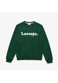 Lacoste - LACOSTE - Zielona bluza z logo. Okazja: na co dzień. Typ kołnierza: golf. Kolor: zielony. Materiał: jeans, bawełna. Długość rękawa: długi rękaw. Długość: długie. Wzór: haft. Styl: casual, elegancki #4