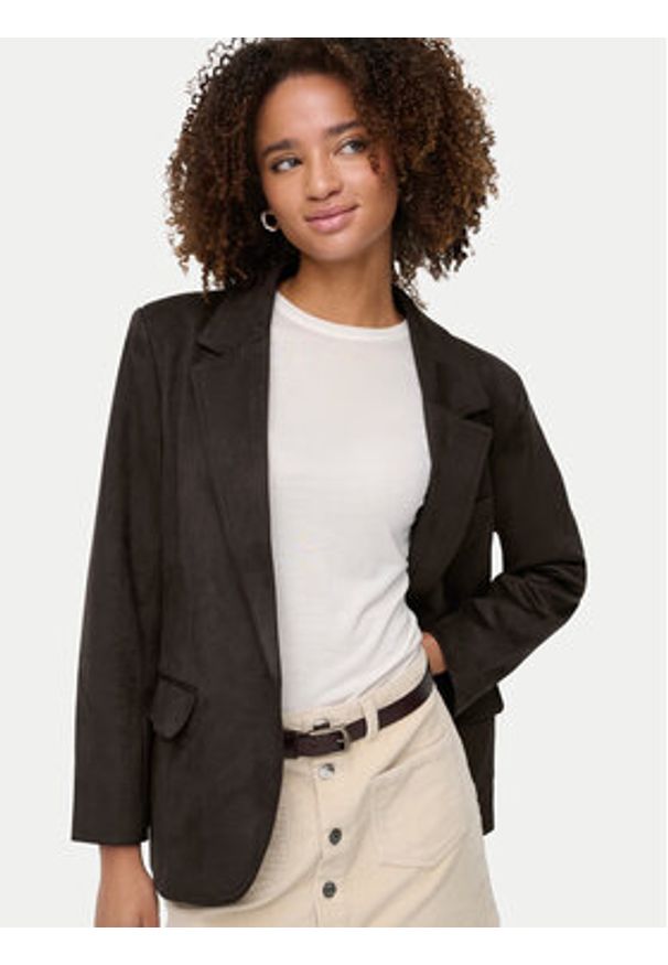 only - ONLY Marynarka Lina 15357019 Brązowy Loose Fit. Kolor: brązowy. Materiał: skóra