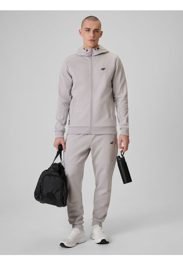 4f - 4F Bluza dresowa regular z kapturem męska - szara XXL. Okazja: na co dzień. Typ kołnierza: kaptur. Kolor: szary. Materiał: dresówka. Styl: casual