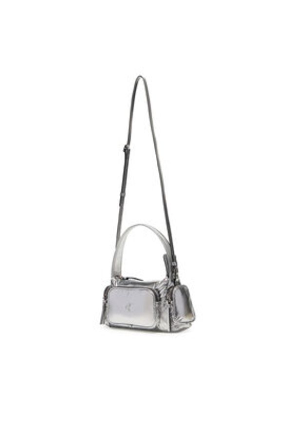 Calvin Klein Torebka Pocket Silver Nylon Small Bag LV04F3443G Srebrny. Kolor: srebrny. Materiał: skórzane