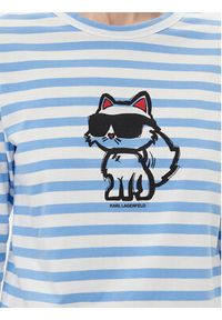 Karl Lagerfeld - KARL LAGERFELD Bluzka A1W17137 Niebieski Regular Fit. Typ kołnierza: dekolt w karo. Kolor: niebieski. Materiał: bawełna #4