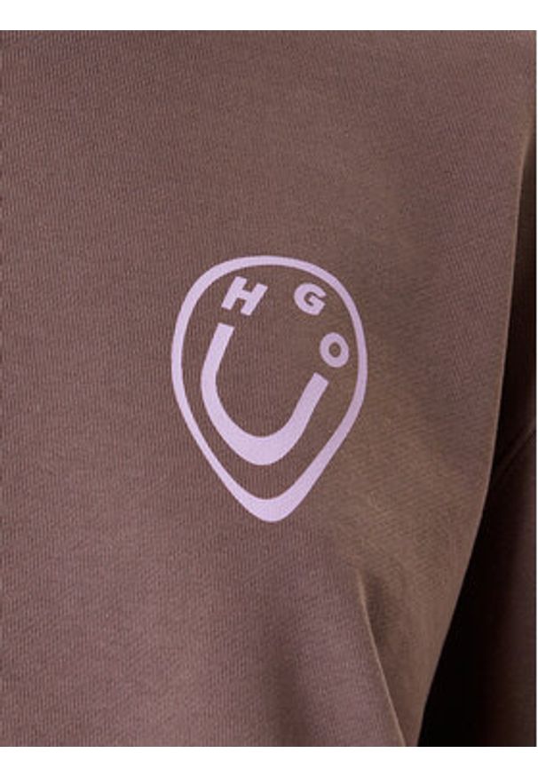 Hugo - HUGO Bluza 50545052 Brązowy Oversize. Kolor: brązowy. Materiał: bawełna