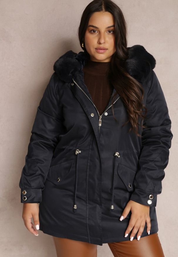 Renee - Granatowa Kurtka Parka Nylonowa Mivo. Kolor: niebieski. Materiał: nylon. Sezon: zima