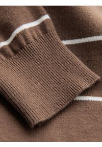 Ombre Clothing - Męski sweter casualowy w poziome paski – brązowy V3. Okazja: na co dzień. Kolor: brązowy. Materiał: nylon, włókno, materiał, bawełna. Wzór: paski. Styl: casual #8