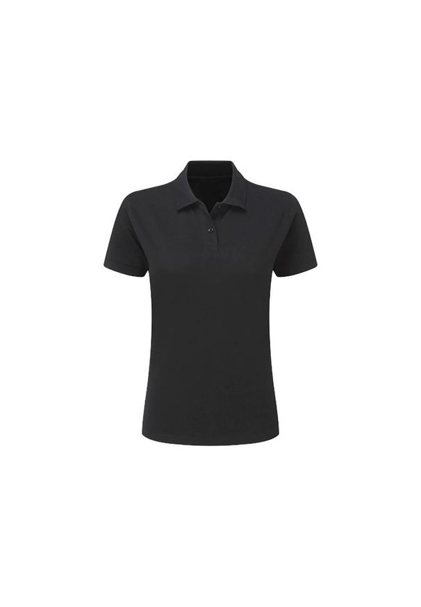 SG - Damska Koszulka Polo Policotton Krótki Rękaw. Typ kołnierza: polo. Kolor: czarny. Długość rękawa: krótki rękaw. Długość: krótkie