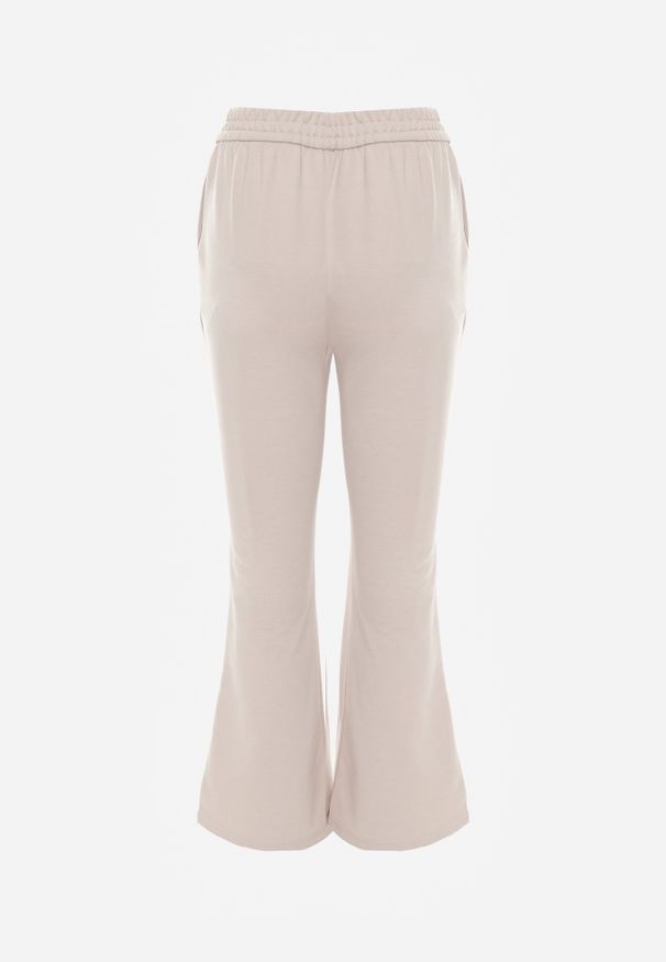 Renee - Beżowe Dresowe Spodnie Flare z Gumką w Pasie Efranaria. Okazja: na co dzień. Kolor: beżowy. Materiał: dresówka. Styl: casual