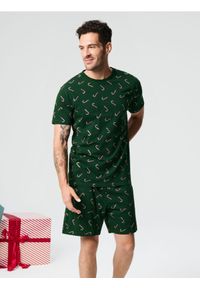 Sinsay - Piżama dwuczęściowa - zielony. Kolor: zielony. Materiał: bawełna. Długość: krótkie #1